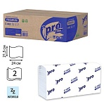 Полотенца бумажные 190 шт., PROtissue (H2) PREMIUM, 2-слойные, белые, КОМПЛЕКТ 21 пачка, 24×21.5 см, Z-сложение
