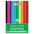 Картон цветной А4 МЕЛОВАННЫЙ, 10 листов, 10 цветов, с европодвесом, HATBER, 195×280 мм, «Creative Set», 088626