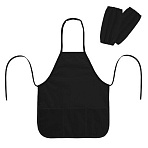 Фартук с нарукавниками для уроков труда ПИФАГОР, 3 кармана, уменьшенный размер, 39×49 см, черный