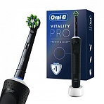 Зубная щетка электрическая ORAL-B (Орал-би) Vitality Pro, ЧЕРНАЯ, 1 насадка