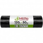 Мешки для мусора на 120 л Mitra Professional черные (ПВД, 25 мкм, в рулоне 50 шт, 70×110 см)
