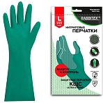 Перчатки нитриловые КЩС, ULTRA STRONG, хим. устойчивые, с хлопковым напылением, зеленые, р-р 9-9.5 L (большой), RABBITEX (РАББИТЕКС)
