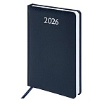Ежедневник датированный 2026, А5, 138×213 мм, BRAUBERG «Profile», балакрон, синий