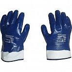 Перчатки защитные Scaffa NBR4530 хлопковые с нитрильным покрытием синие (размер 9, L)