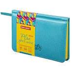 Еженедельник датированный 2026, МАЛЫЙ ФОРМАТ 95×155 мм, А6, BRAUBERG «Rainbow», под кожу, бирюза