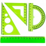 Набор чертежный малый: (линейка 15 см, угольники 7 и 10 см, транспортир 10 см)