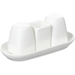 Набор для специй Wilmax White Box 4 предмета (солонка, перечница, ёмкость для зубочисток, подставка)