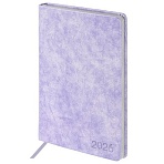 Ежедневник датированный 2026 А5 138×213 мм, BRAUBERG «Ice», под кожу, сиреневый