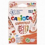 Фломастеры-штампы двусторонние Carioca «Stamp Markers», 06цв., смываемые, картон, европодвес