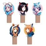 Зажимы для бумаг 7мм, MESHU «Neko», 10шт., деревянные, ассорти, опп пакет с европодвесом, веревка в комплекте