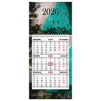 Календарь квартальный 2026г, 1 блок 1 гребень бегунок, МИНИ, офсет, BRAUBERG, Лагуна