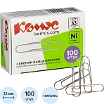 Скрепки канцелярские 33 мм Комус металлические никелированные (100 штук в упаковке)