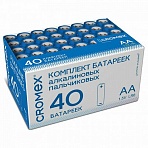 Батарейки алкалиновые «пальчиковые» КОМПЛЕКТ 40 шт., CROMEX Alkaline, АА (LR6.15А), в коробке