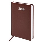 Ежедневник датированный 2026, А5, 138×213 мм, BRAUBERG «Profile», балакрон, коричневый