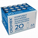 Батарейки алкалиновые «пальчиковые» КОМПЛЕКТ 20 шт., CROMEX Alkaline, АА (LR6.15А), в коробке