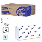 Полотенца бумажные 200 шт., PROtissue (H2) PREMIUM, 2-слойные, белые, КОМПЛЕКТ 21 пачка, 24×21.5 см, Z-сложение