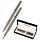 Набор Delucci «Stellato»: ручка перьевая черная 0.8мм и ручка шариковая синяя 1мм, корпус серебро/хром, подарочная упаковка
