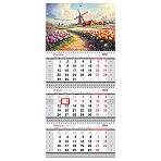 Календарь квартальный 3 бл. на 3 гр., 295×660 мм BG «Мельница», с бегунком, 2026г.