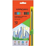 Карандаши цветные пластиковые Красин «Эволюция», 12цв. +1 ч/г HB, заточен., картон, европодвес