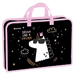 Папка с ручками 1 отделение, А4 Berlingo «Dream Like A Unicorn», 340×245×75мм, пластик, на молнии