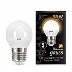 Лампа светодиодная Gauss LED 9.5 Вт E27 шарообразная 3000 K теплый белый свет