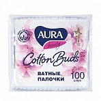 Ватные палочки AURA, 100 шт., полиэтиленовый пакет