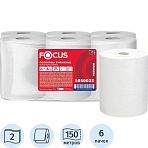 Полотенца бумажные рулонные 150 м FOCUS (H1) Extra Quick, втулка 38 мм, 2-слойные, белые, КОМПЛЕКТ 6 рулонов