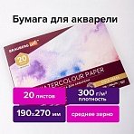 Альбом для акварели, бумага 300 г/м2, 190×270 мм, среднее зерно, 20 листов, склейка, BRAUBERG ART PREMIERE