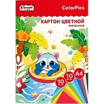 Картон цветной Комус Класс ColorPics 10л 10цв А4 мелован.. папка