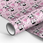 Упаковочная бумага глянц. 70×100см, MESHU «PandaGift_Pink», 90г/м2