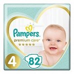 Подгузники 82 шт. PAMPERS (Памперс) Premium Care, размер 4 (9-14 кг)