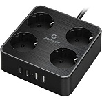 Сетевой фильтр Cablexpert Plate 4р/2м, 10А, 2xUSB, черный(PLT-4-C2U2-B-2)
