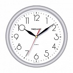 Часы настенные TROYKA 21270212, круг, белые, серебристая рамка, 24.5×24.5×3.1 см