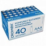 Батарейки алкалиновые «мизинчиковые» КОМПЛЕКТ 40 шт., CROMEX Alkaline, ААА (LR03, 24А), в коробке