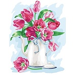 Картина по номерам на холсте ТРИ СОВЫ «Розовые тюльпаны», 30×40, с акриловыми красками и кистями