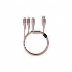 Кабель Lightning - Type-C - Micro USB, 1.2 м, Xiaomi SOLOVE, роз, DW2PinkR