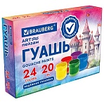 Гуашь BRAUBERG «ЗАМОК» 24 цвета по 20 мл, надежная упаковка