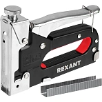 Степлер строительный/мебельный Rexant 12-5403 регулируемый со скобами 4-14 мм 50 шт (скобы: тип 36, 8-14 мм, тип 140, 4-14 мм; гвозди: тип 300, 8-12 мм)