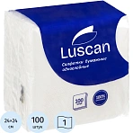 Салфетки бумажные Luscan 1-слойные (24×24 см, белые, 100 штук в упаковке)