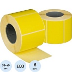 Термоэтикетки ЭКО 58×40, 700 шт/рул, вт.40, желтые, 6 рул/уп (спайка)