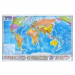 Карта мира политическая 101×71 см, 1:32М, на рейках, с ламинацией, интерактивная, европодвес, BRAUBERG