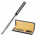 Ручка подарочная шариковая GALANT «Landsberg», корпус серебристый с черным, хромированные детали, пишущий узел 0.7 мм, синяя