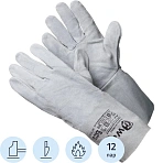 Краги спилковые Gward Extra XY251 пятипалые серые (12 пар в упаковке)