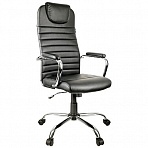 Кресло руководителя Helmi HL-E25 «Intelligent», экокожа черная, подголовник, хром