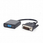 Переходник Cablexpert DVI-D-VGA, кабель 20см, черный