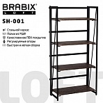 Стеллаж на металлокаркасе «BRABIX LOFT SH-001»600×300х1250 ммскладнойцвет морёный дуб641228