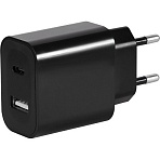 Зарядное устройство сетевое Red Line, USB+Type-C, 3A, PD 20W, чер, УТ000029980