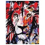 Картина по номерам на черном холсте ТРИ СОВЫ «Лев», 30×40, c акриловыми красками и кистями