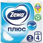 Бумага туалетная ZEWA Plus, 2-х слойная, спайка 4 шт. х 23 м, белая