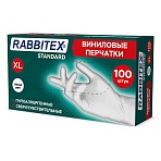 Перчатки виниловые универсальные 50 пар (100 шт. ), размер XL (очень большой), белые, RABBITEX (РАББИТЕКС) Standard
